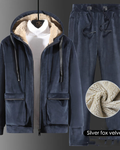 Velvet Fleece Lined Thermal Tracksuit- Set
