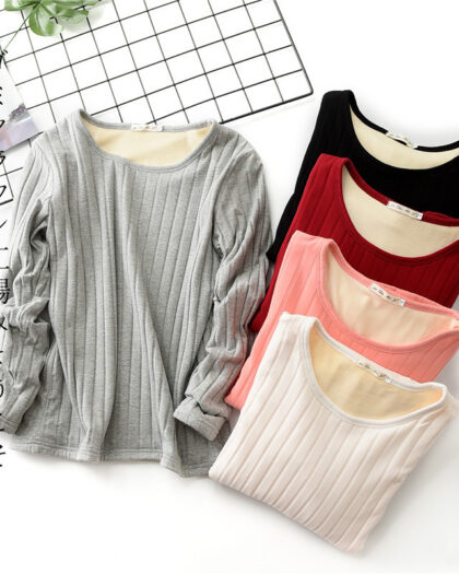 Long Sleeve Thermal Fleece Lined Ribbed top