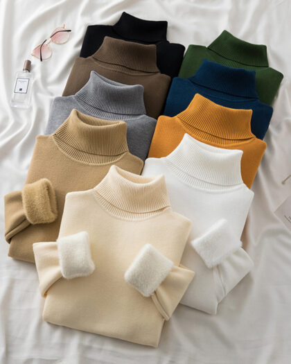 Thermal Fleece Lined Turtleneck Jumpers