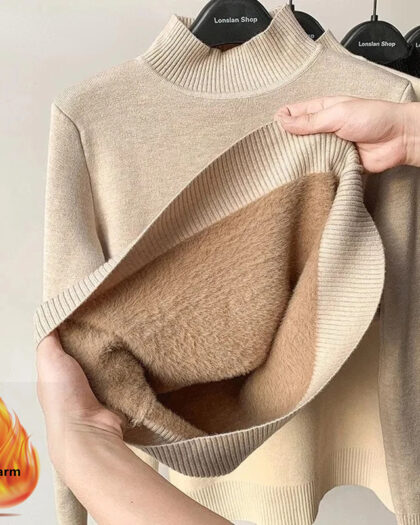 Korean Style Fleece Lined Thermal Knit