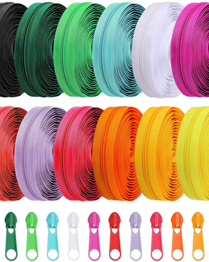 5M Long Nylon Coil Zipper Roll + 10 Zipper Heads