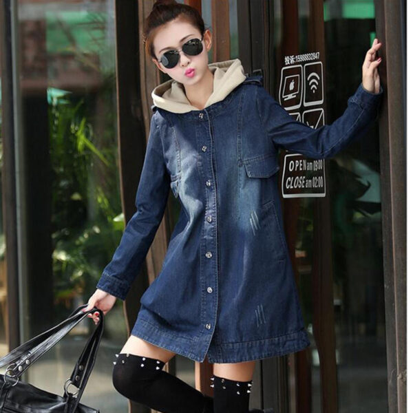 Mid Length Fleece Lined Denim Jacket - Image 3