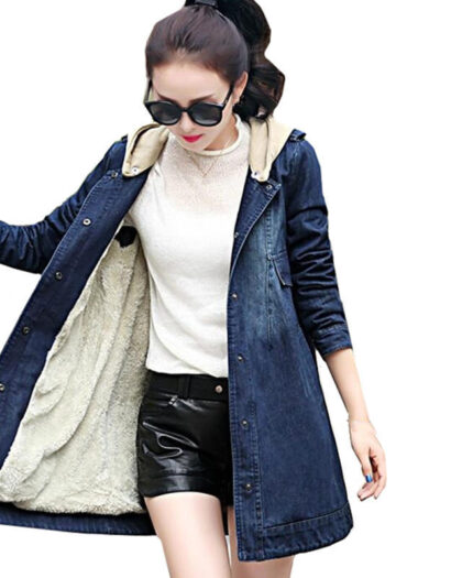 Mid Length Fleece Lined Denim Jacket