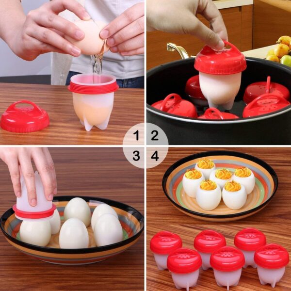 6PC/3PC/1PC/Set Silicone Egg Poachers - Image 2