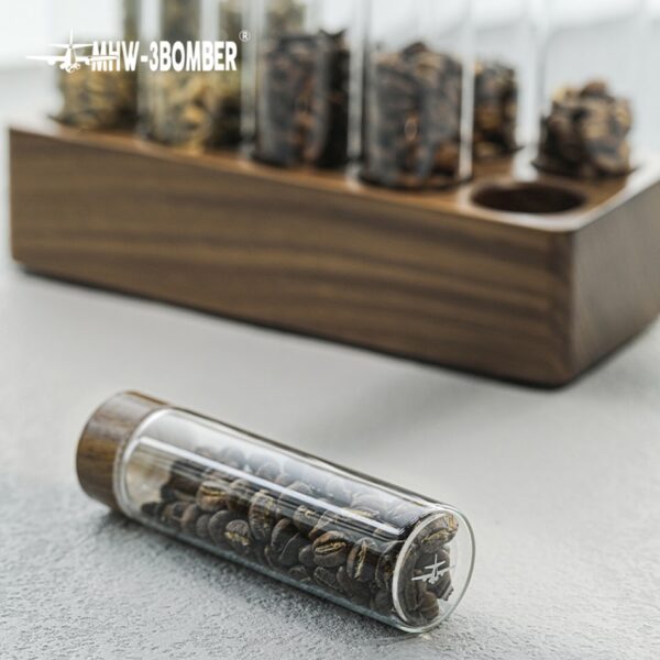 Creative Glass Test Tube Display For Coffee (or anything really) containers with Wood Lid and Stand - Image 4