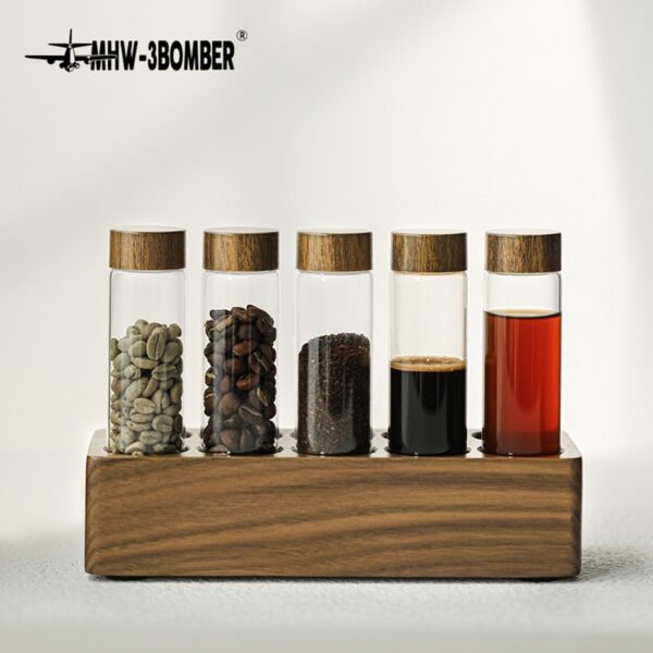 Creative Glass Test Tube Display For Coffee (or anything really) containers with Wood Lid and Stand - Image 5