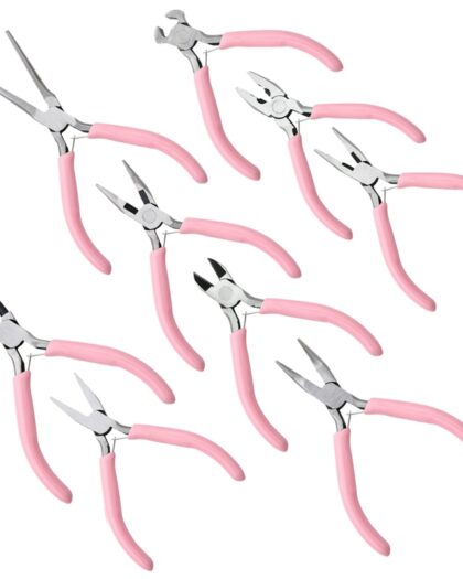 Cute Pink Anti-slip Splicing and Fixing Jewelry Pliers Tools & Equipment Kit for DIY Jewelery