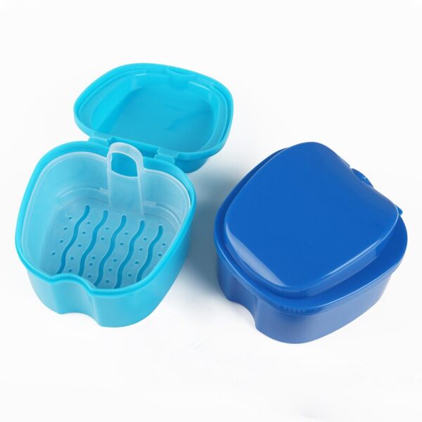 Denture/ Invisaline/ Mouth Guard Bath Box - Storage Box with Hanging Net Container and brush - Image 4