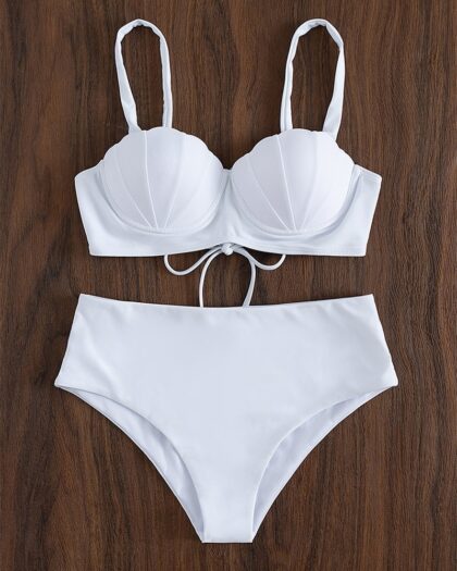 White Shell high waist Bikini