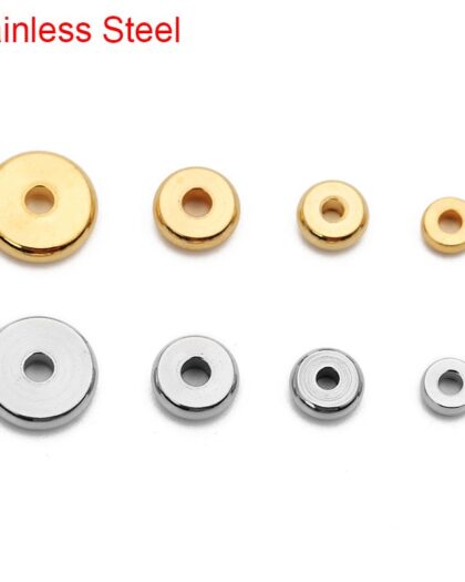 20/50pcs Stainless Steel Flat Spacer Beads -4 5 6 8mm