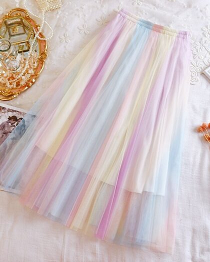 Soft Layered Rainbow Tulle Skirt